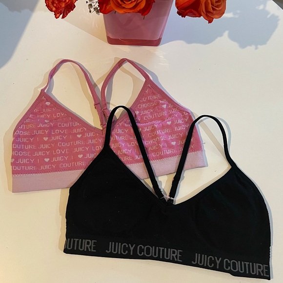 ✨GUC✨ 2 Juicy Couture Training Bras with Removable Pads - Size XS (9-12) - Picture 2 of 5